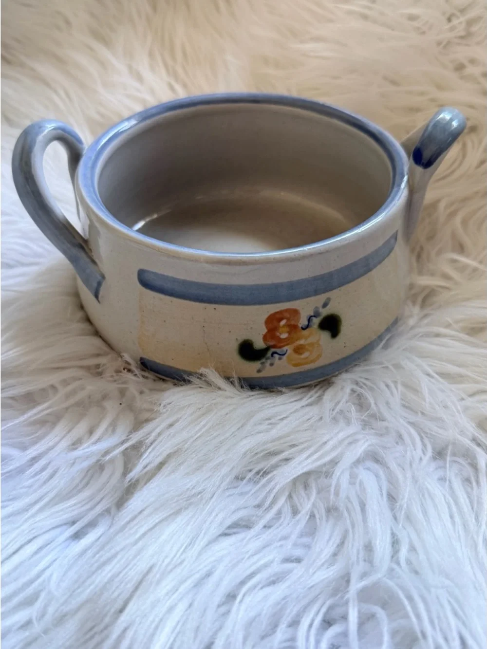 2 Vintage Mini‎ Mount Ware Hot Cold Dip Bowl Set Stoneware Microwave Safe Blue